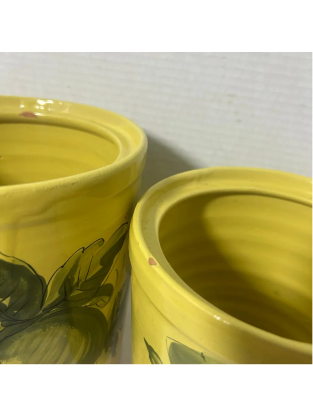 Vintage Handpainted Utensil Holder Italy Fruit Retro Decor Ceramic Set 2